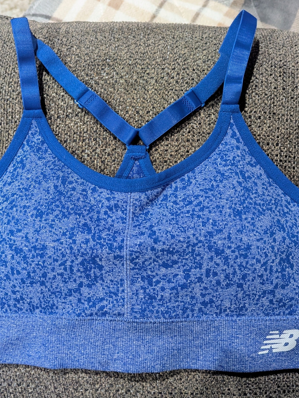 New Balance Royal Blue Patterned Racerback Sports Bra